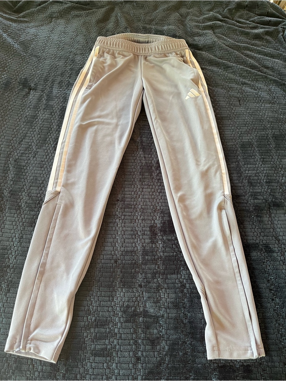 Adidas Woman’s Gray Track Pants with Side Stripes